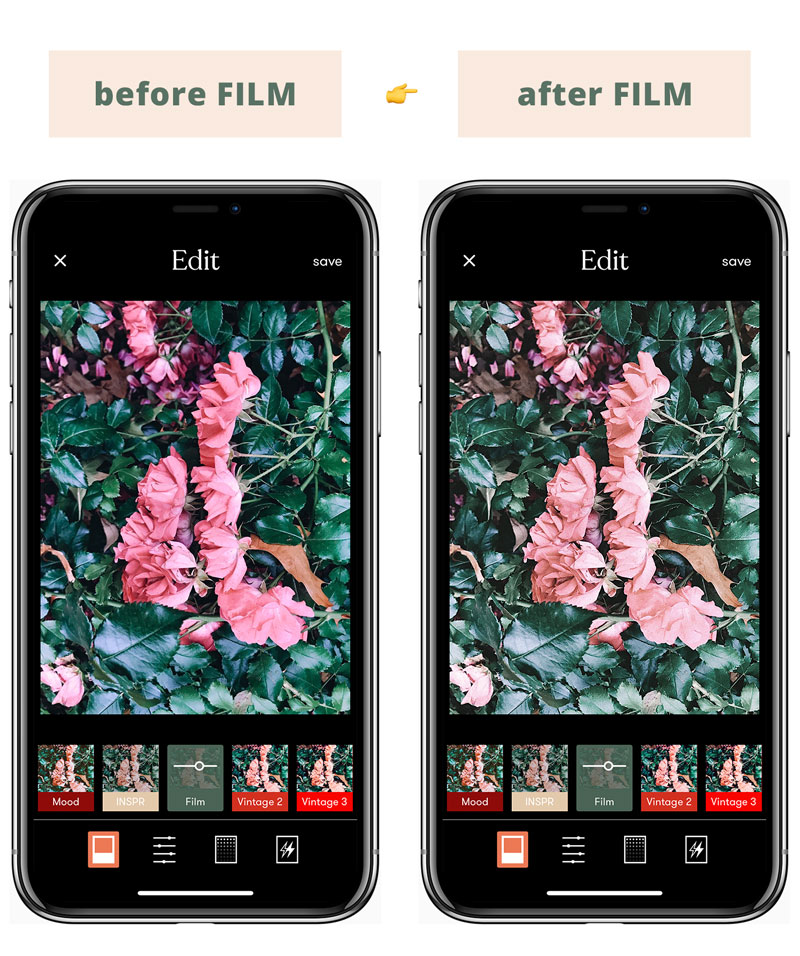 Instagram Feed Tips For Success - Best Tezza App filters for Instagram feed: The FILM Filter Illustrated Before & After